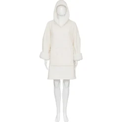 Manta Sudadera Con Capucha Bouclé Marfil