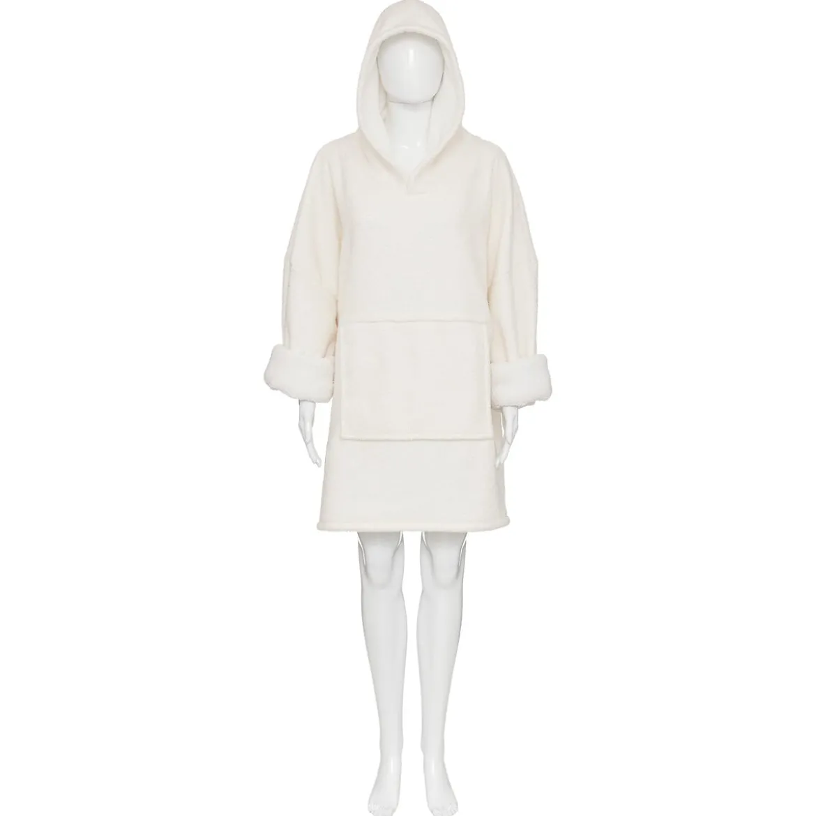 Manta Sudadera Con Capucha Bouclé Marfil
