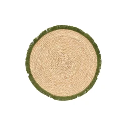 Mantel individual con flecos verde 38cm