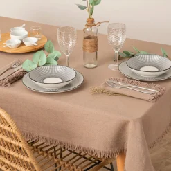 Mantel Maha Gris De Algodón 150x250Cm
