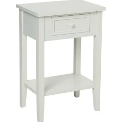 Mesa auxiliar CHARME blanca con 1 cajón