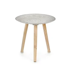Mesa Auxiliar De Madera Tapa Decorativa Mandala