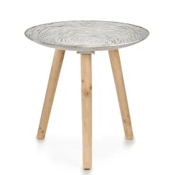 Mesa auxiliar de madera tapa decoración espiral
