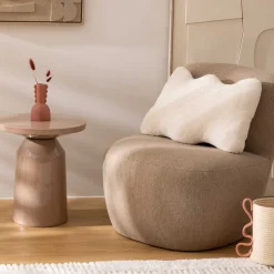 Mesa Auxiliar De Metal Beige Sita