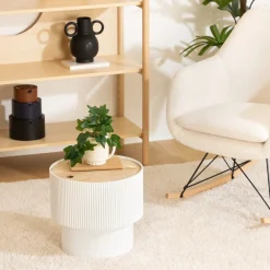 Mesa auxiliar ENOLA blanca y beige