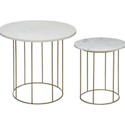 Mesa Auxiliar Garance Blanca De Mármol 55x60cm