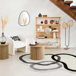 Mesa Auxiliar Redonda Beige Colva 40cm