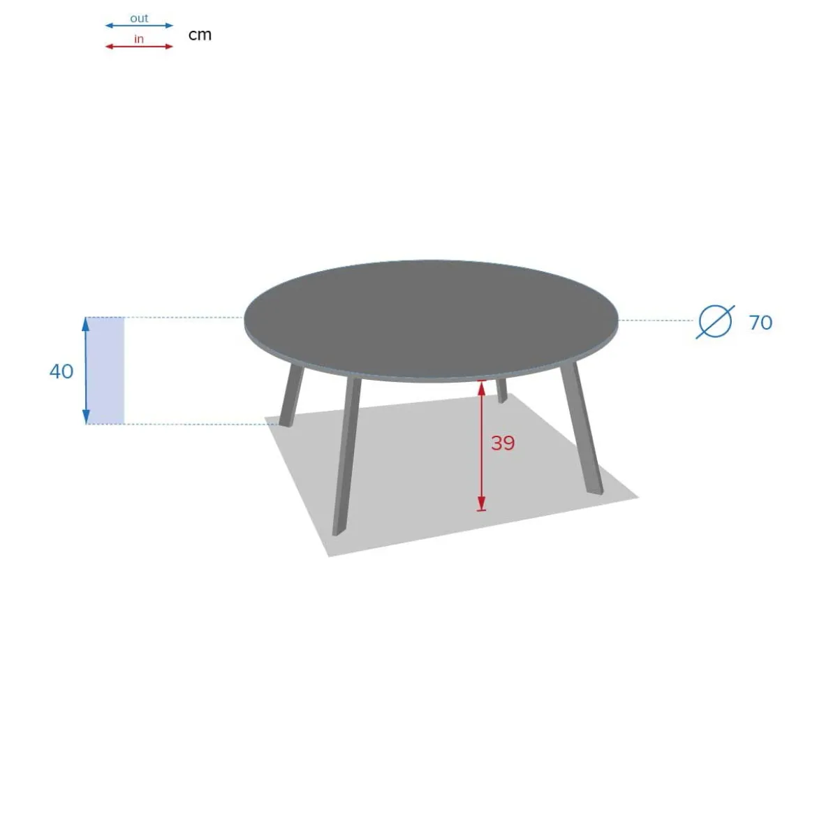 Mesa auxiliar SAONA gris graphite 70cm
