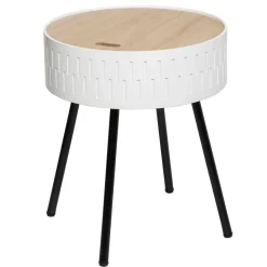 Mesa Auxiliar SHIRO blanca de mdf con almacenaje