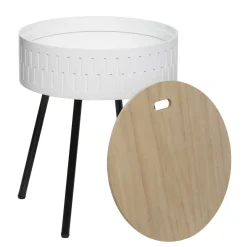 Mesa Auxiliar SHIRO blanca de mdf con almacenaje