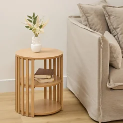 Mesa auxiliar SLAT beige D40x48cm