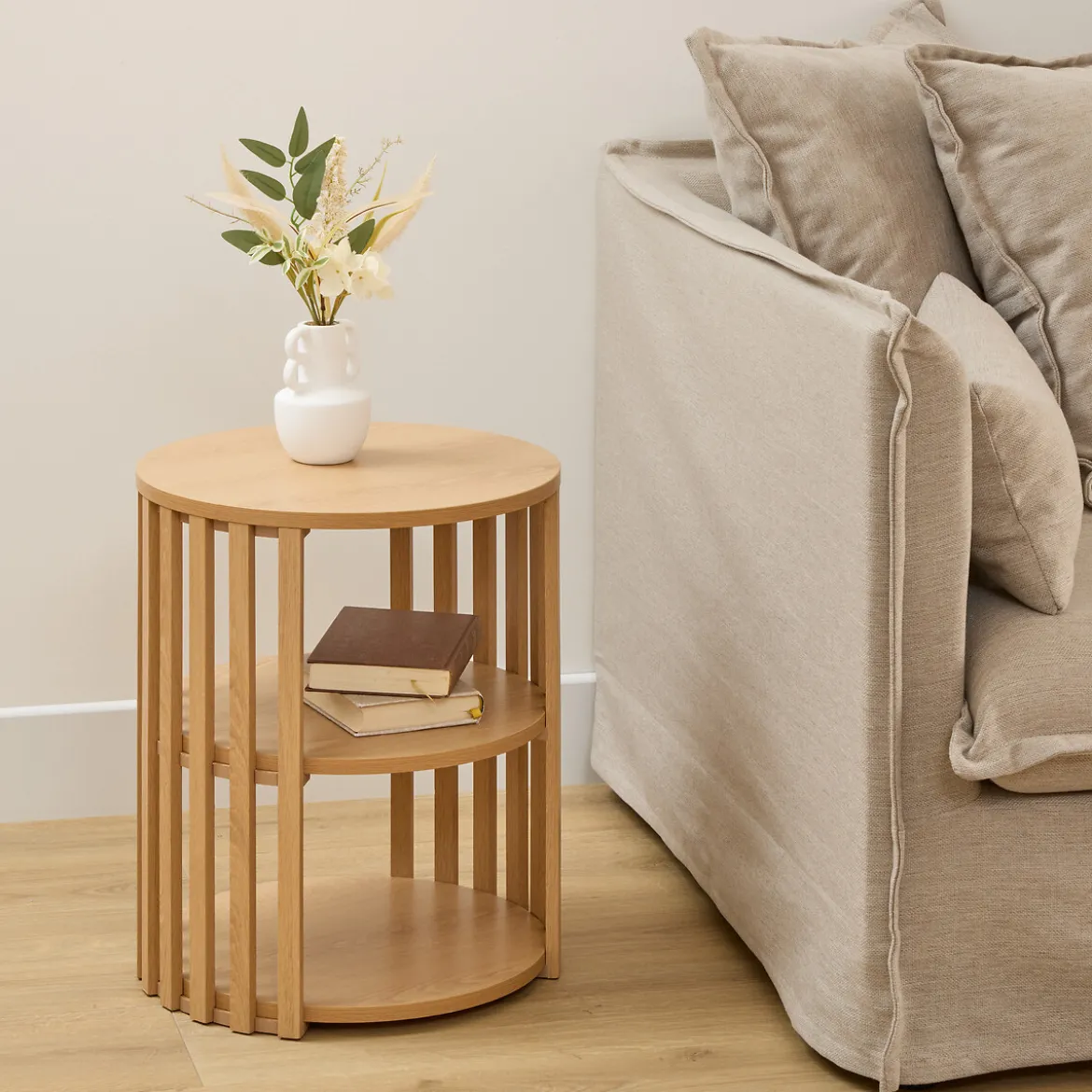Mesa auxiliar SLAT beige D40x48cm