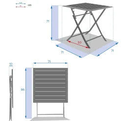 Mesa AZUA plegable gris grafito de aluminio