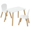 Mesa con 2 sillas blancas