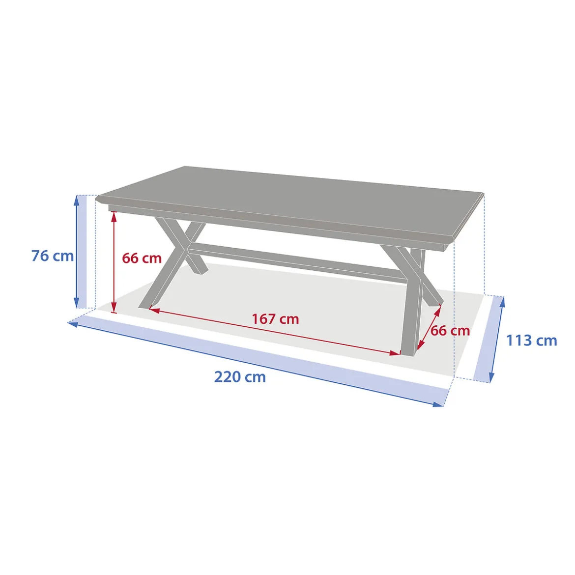 Mesa extensible AXIOME de aluminio 250-330cm