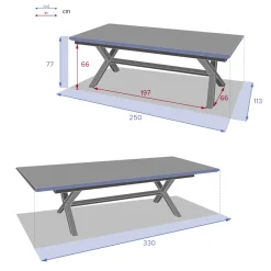 Mesa extensible AXIOME lino y blanco 250-330cm