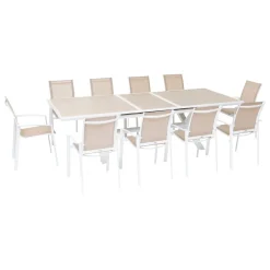 Mesa extensible AXIOME lino y blanco 220-279cm