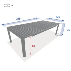 Mesa extensible PARADIZE aluminio y madera