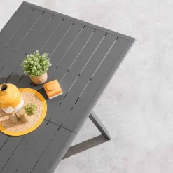 Mesa extensible PAVANE gris oscuro 12 plazas
