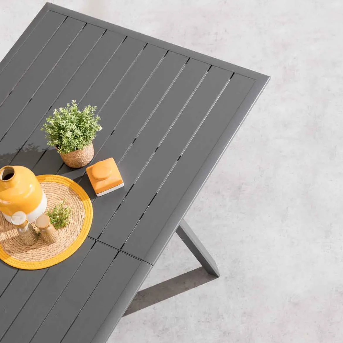 Mesa extensible PAVANE gris oscuro 12 plazas
