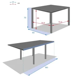 Mesa extensible PIAZZA gris graphite 90-180cm