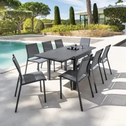 Mesa extensible PIAZZA gris graphite 90-180cm