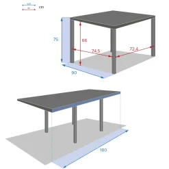 Mesa extensible PIAZZA gris graphite 90-180cm