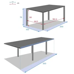 Mesa extensible PIAZZA gris graphite 200-320cm