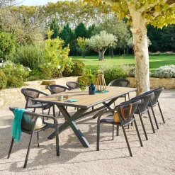 Mesa fija AXIOME de aluminio beige