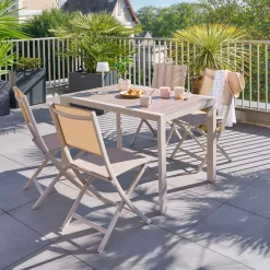 Mesa fija ÉVASION de aluminio beige
