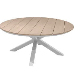 Mesa ORIENGO redonda blanca de madera acacia