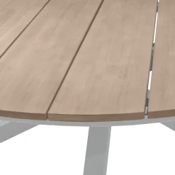 Mesa ORIENGO redonda blanca de madera acacia