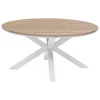 Mesa ORIENGO redonda blanca de madera acacia
