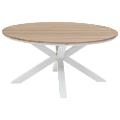 Mesa ORIENGO redonda blanca de madera acacia