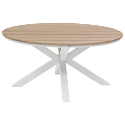 Mesa ORIENGO redonda blanca de madera acacia