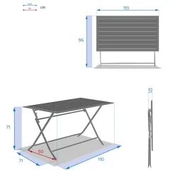Mesa plegable AZUA gris grafito