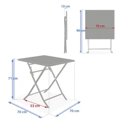 Mesa plegable cuadrada GREENSBORO verde de metal