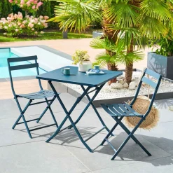 Mesa plegable cuadrada GREENSBORO azul oscuro