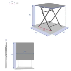 Mesa plegable GREENSBORO cuadrada argile