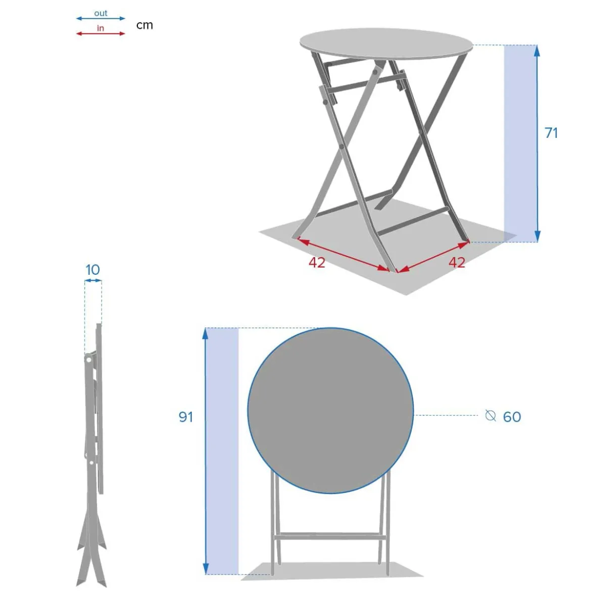 Mesa plegable GREENSBORO redonda argile