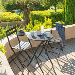 Mesa plegable GREENSBORO redonda gris