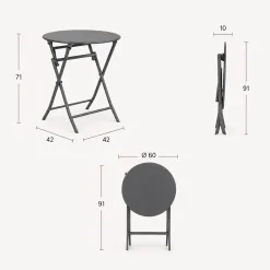 Mesa plegable GREENSBORO redonda gris