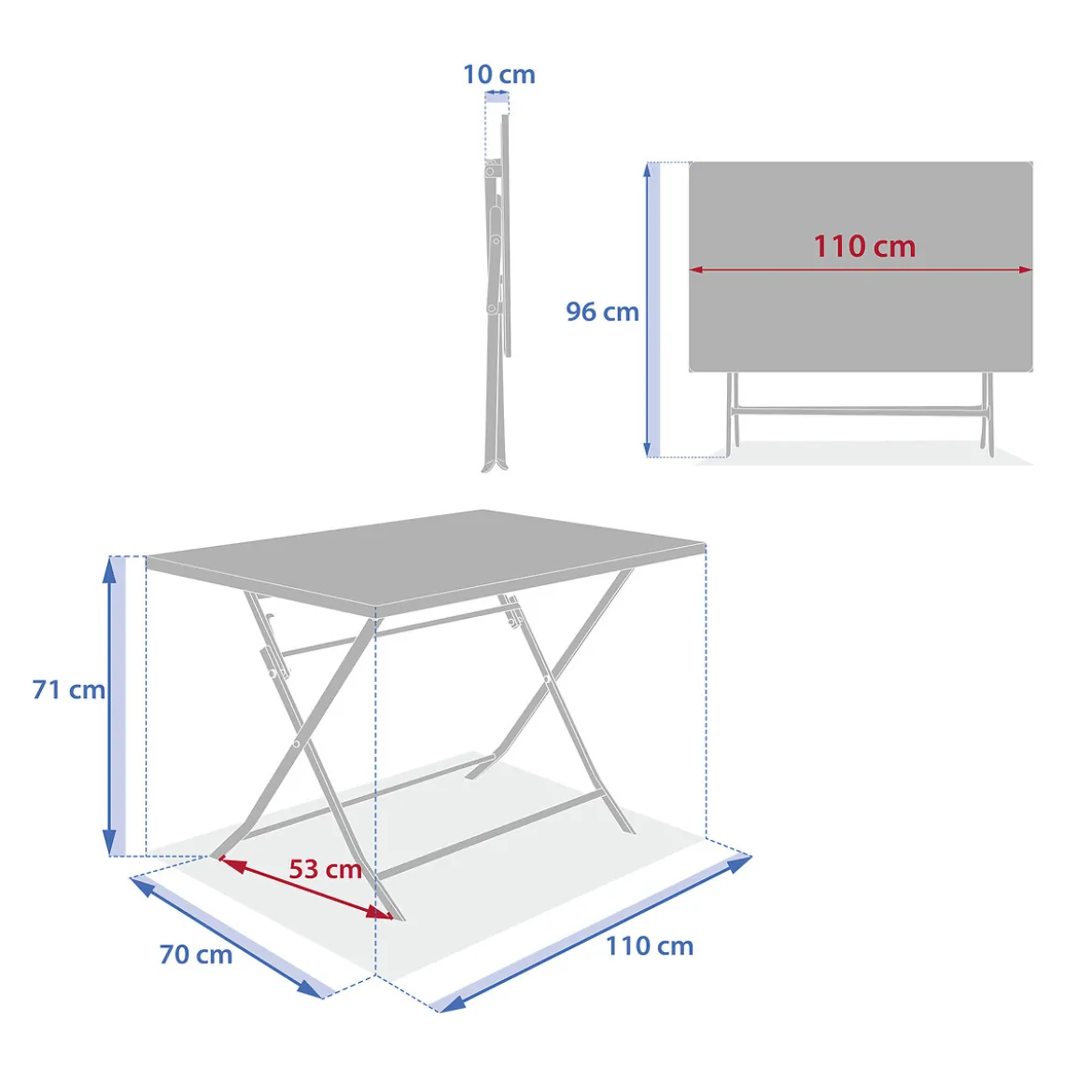 Mesa plegable rectangular GREENSBORO verde