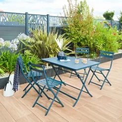 Mesa rectangular plegable 4 plazas GREENSBORO azul