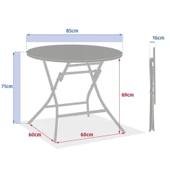 Mesa redonda plegable GREENSBORO cruda