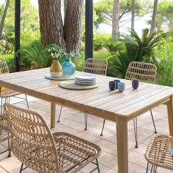 Mesa TIWI marrón de madera acacia 6 personas