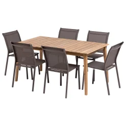 Mesa TIWI marrón de madera acacia 6 personas