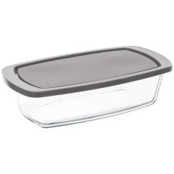 Molde para tartas rectangular de vidrio con tapa