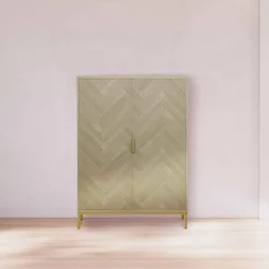 Mueble auxiliar CHEVRON beige de mdf con 2 puertas