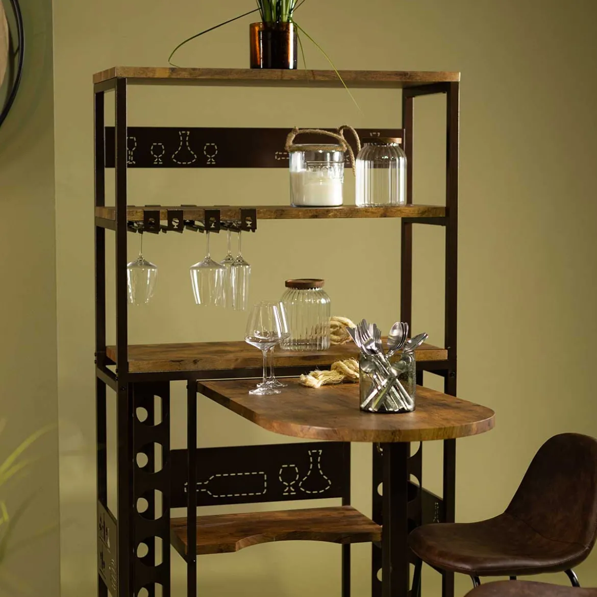 Mueble bar BOCCA con botellero y tapa removible